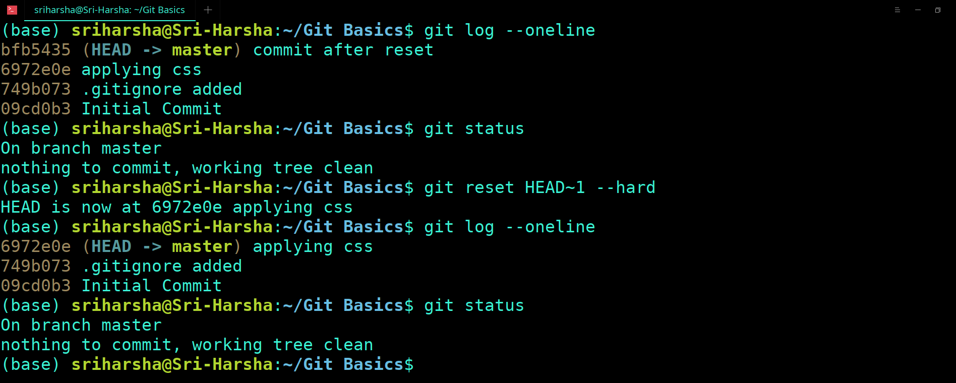 GIT RESET HARD