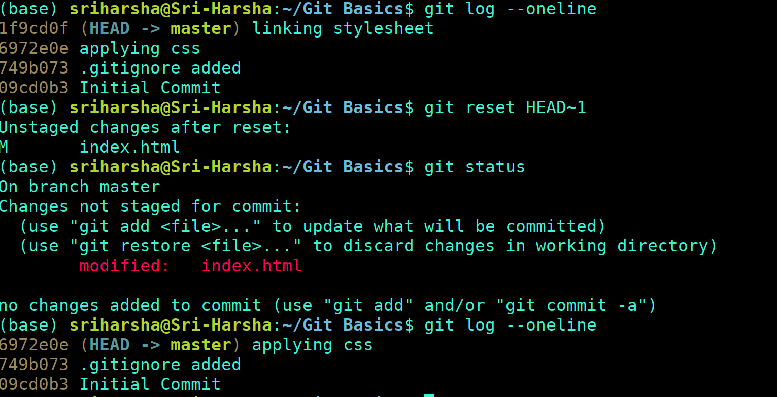 GIT RESET MIXED