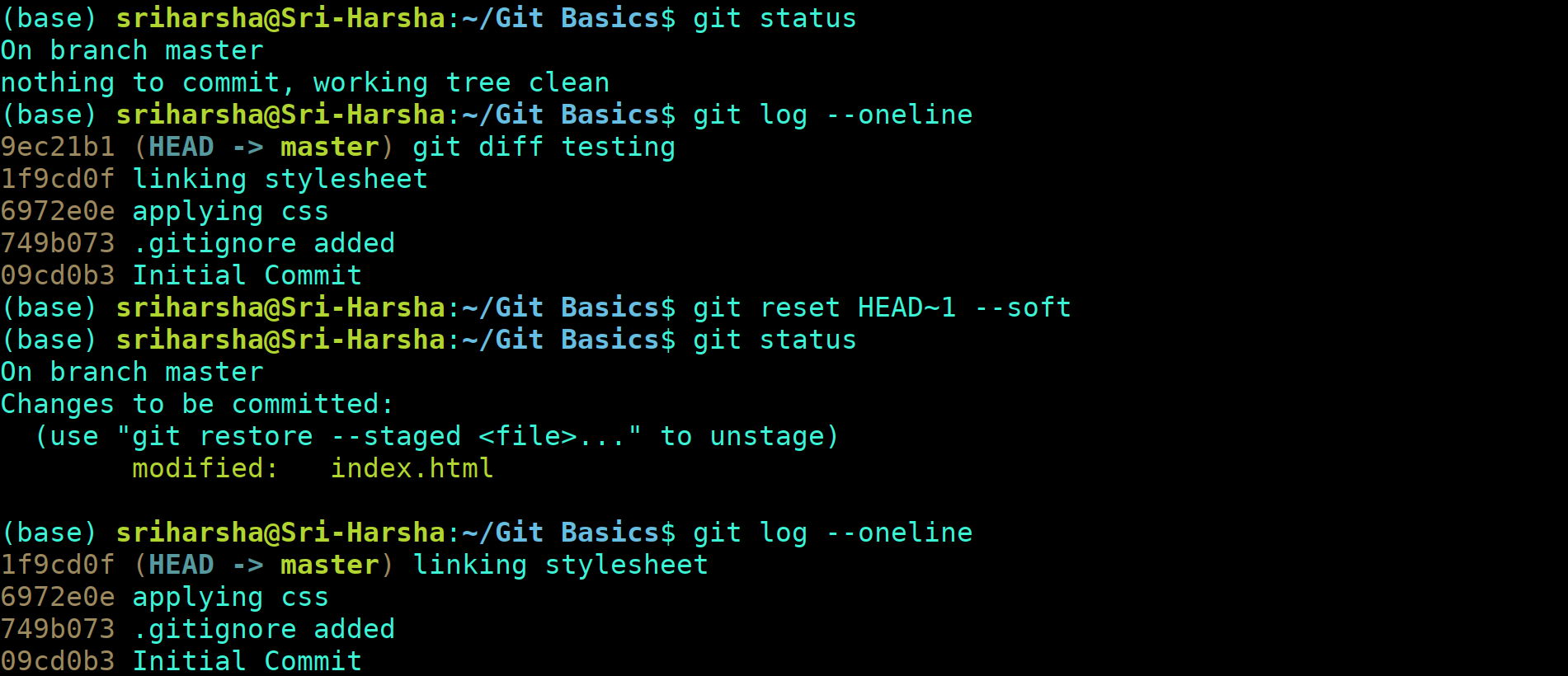 GIT RESET SOFT