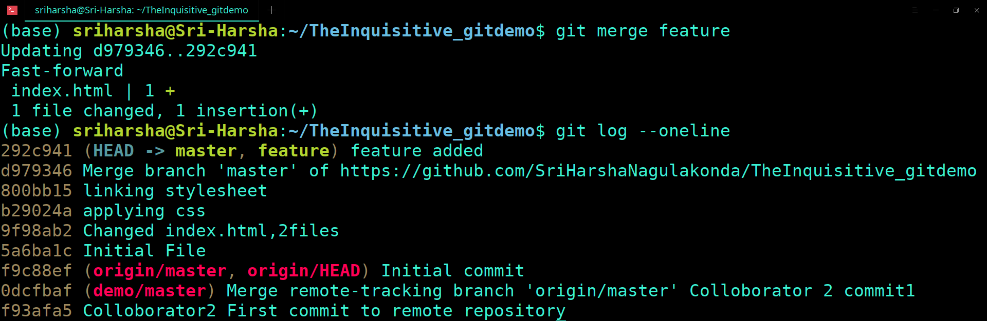 GIT MERGE FEATURE